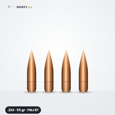 Střela .224 55 gr FMJ BT, 500 ks
